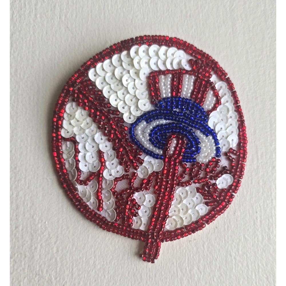 New York Yankees MLB Baseball Sequin Beaded Embroidered Patch Navy Blue Logo